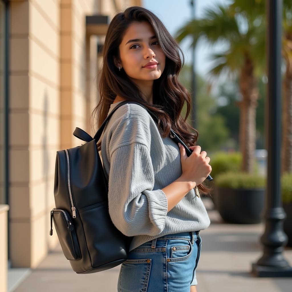 College Girl with Backpack in Pakistan 2019