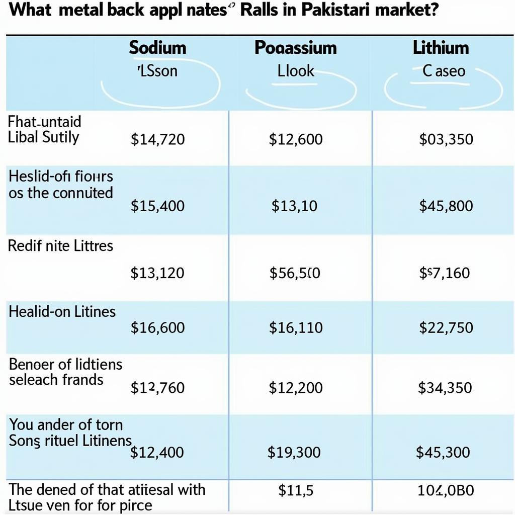 Comparing Alkali Metal Prices in Pakistan