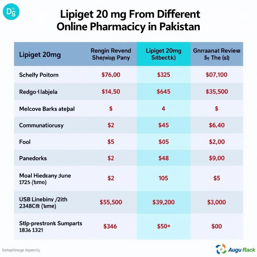 Comparison of Lipiget 20mg prices across online pharmacies in Pakistan