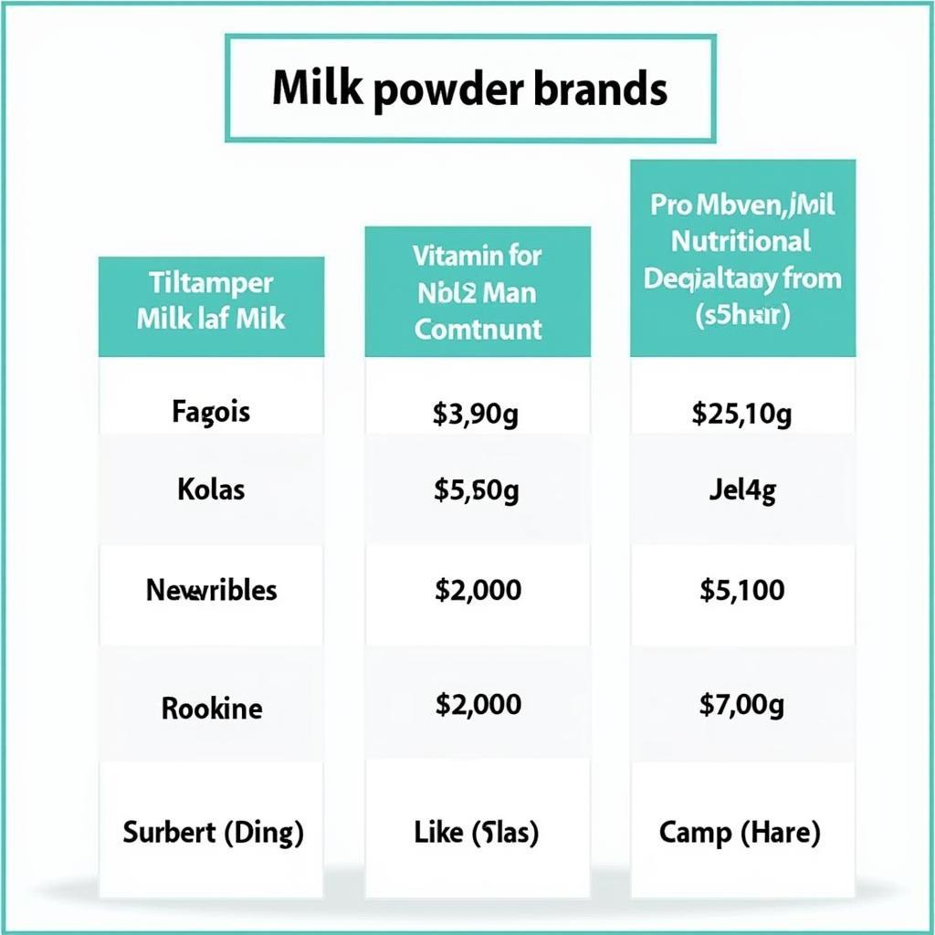 Comparing Milk Powder Nutritional Charts