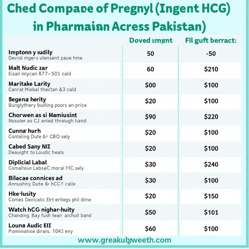 Comparing Pregnyl prices in Pakistan