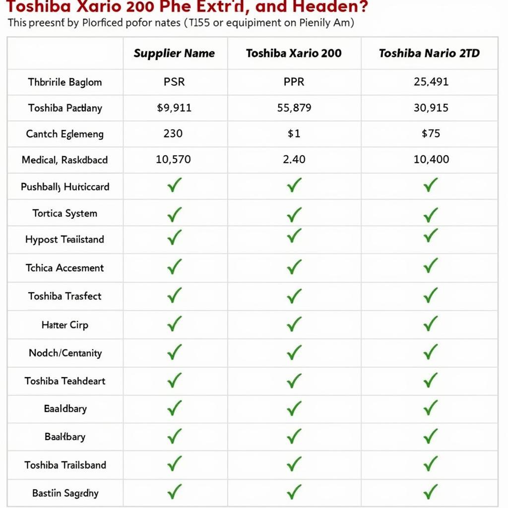 Comparison of Toshiba Xario 200 Prices from Different Suppliers