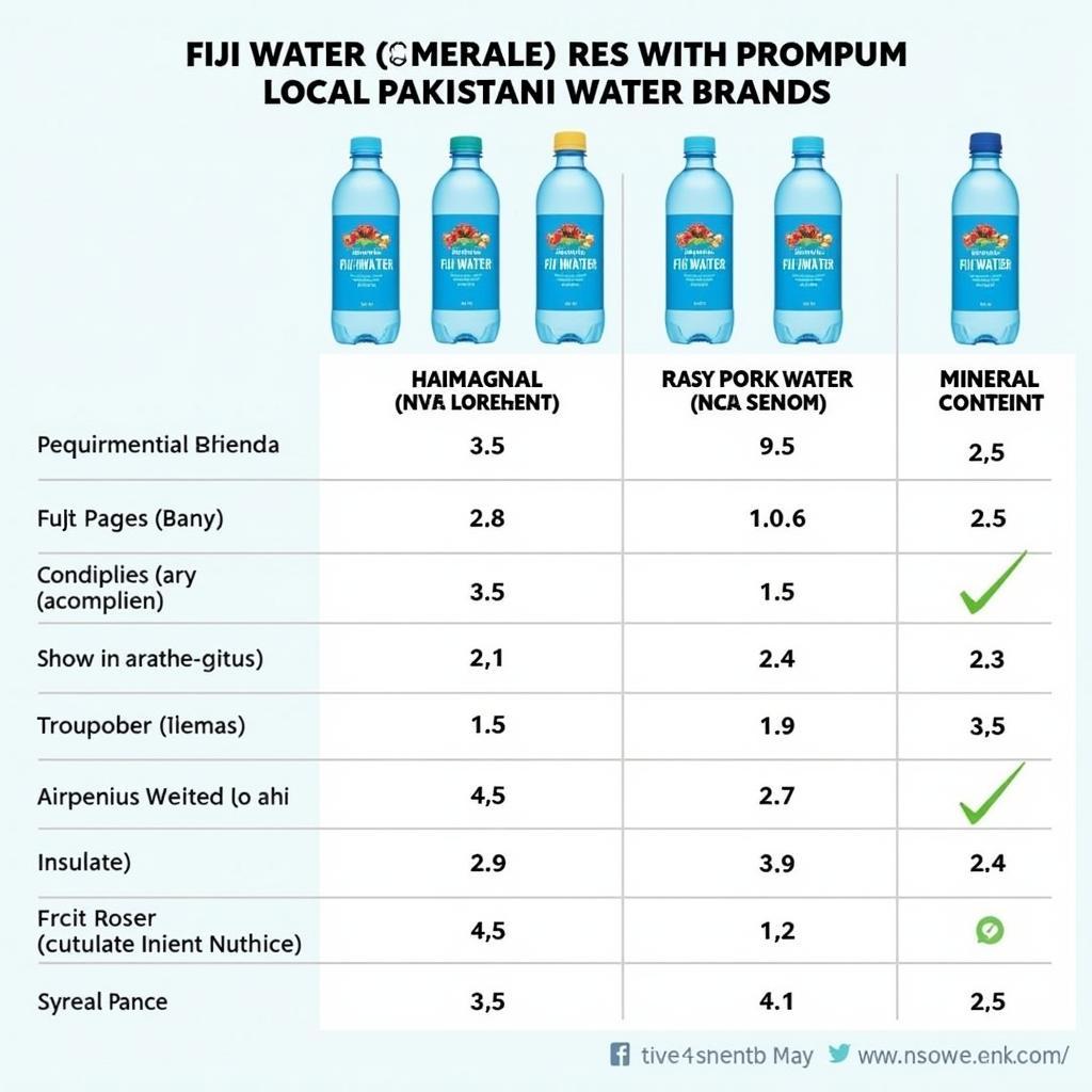 A comparison chart of Fiji Water against local Pakistani water brands