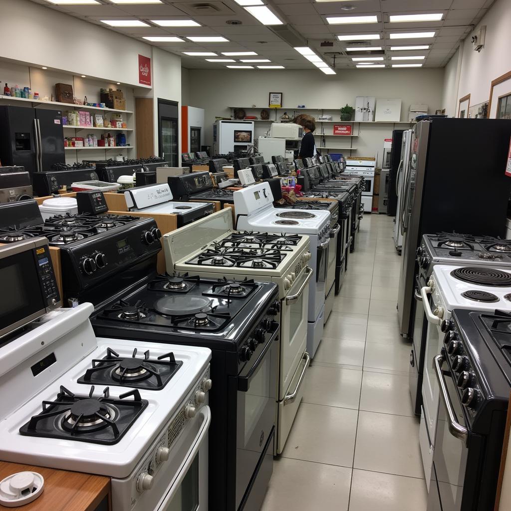 Cooking stove showroom in Pakistan displaying various models.