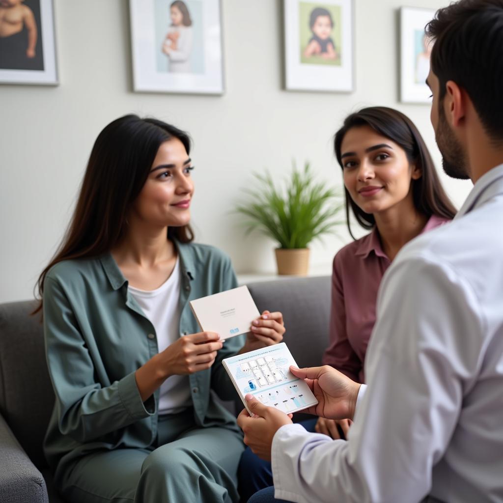 Couple Discussing Ovulation Strips with a Doctor in Pakistan