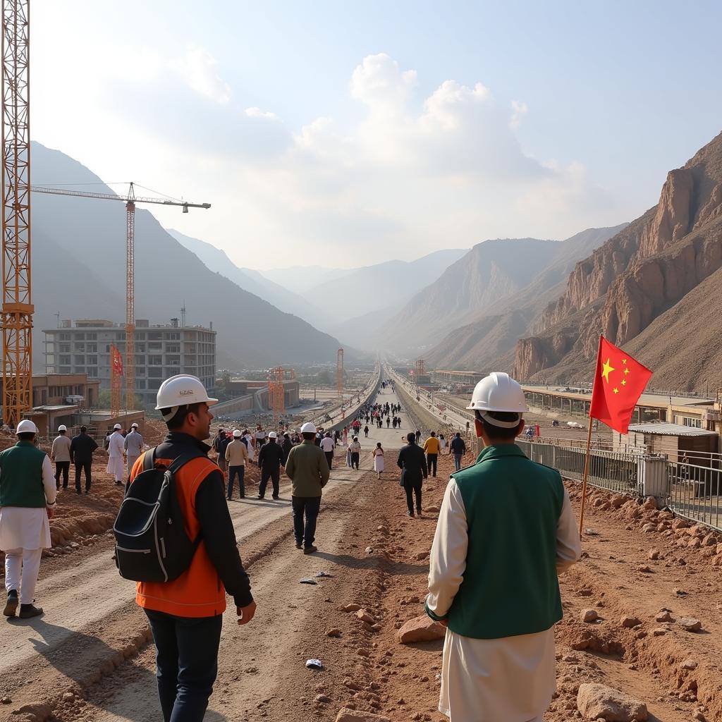 CPEC projects with Pakistani and Chinese workers collaborating