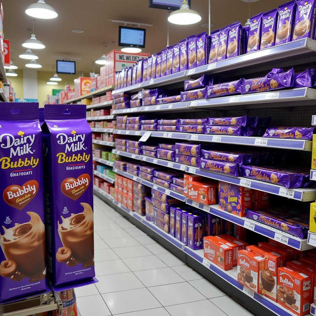 Dairy Milk Bubbly Display in a Pakistani Supermarket