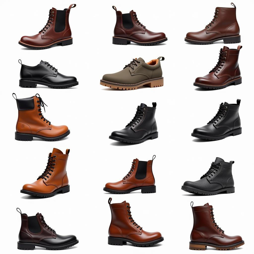 Variety of digger shoe styles in Pakistan, showcasing different designs, colors, and materials.