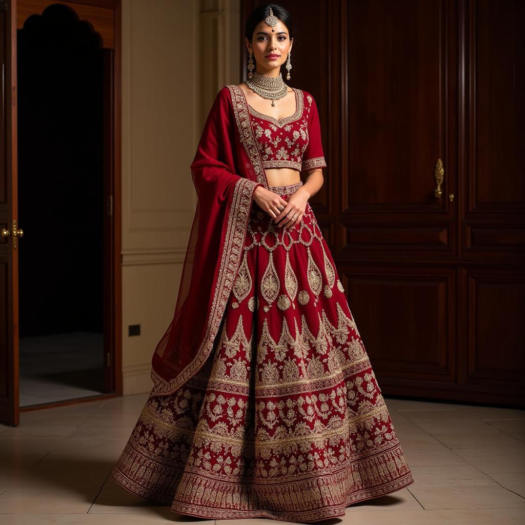 Wedding Wear Digital Print Lehenga in Pakistan