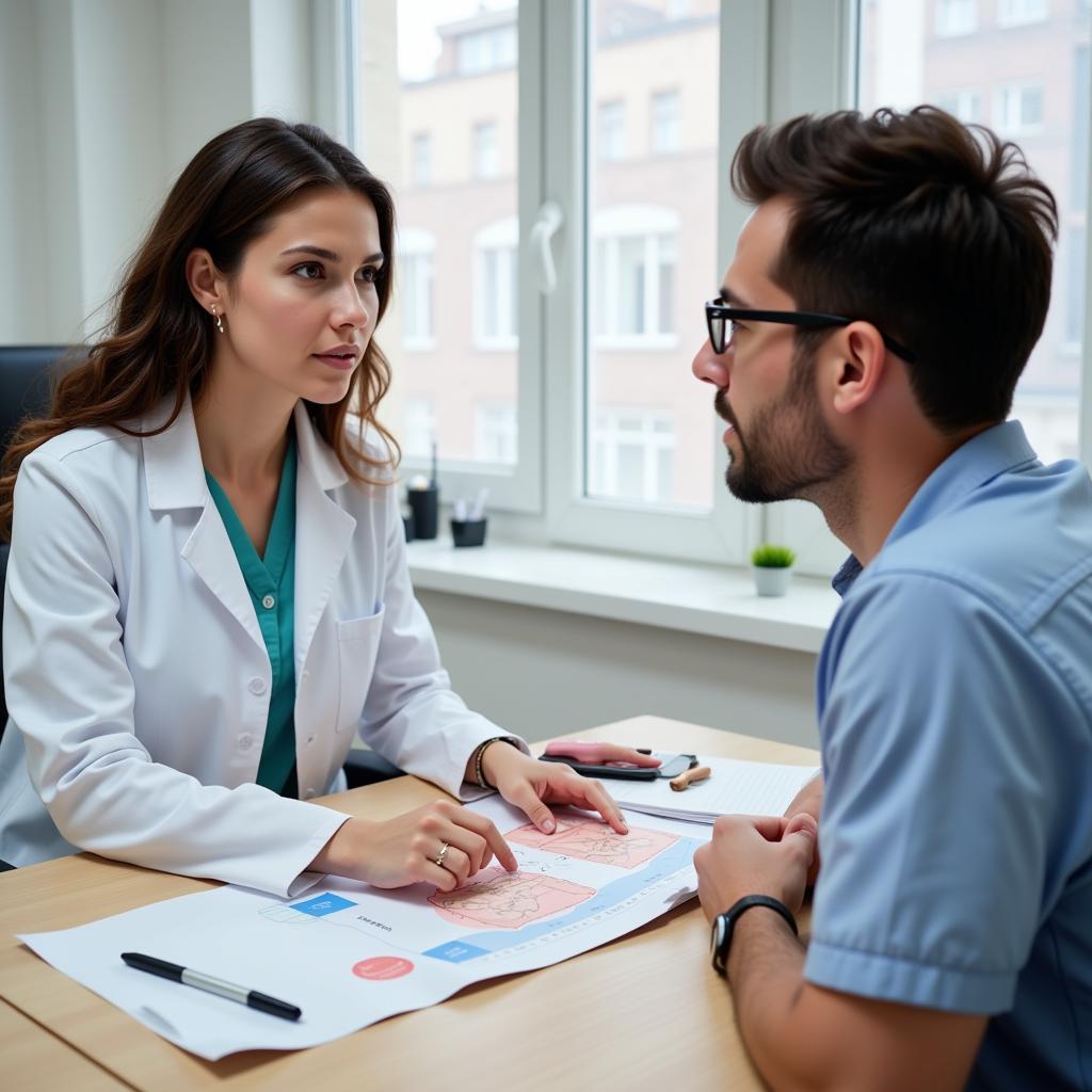 Doctor consulting a patient about skin condition