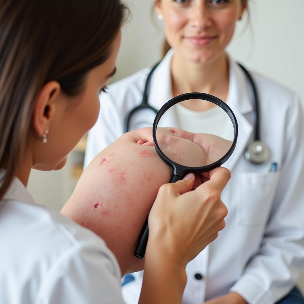 Doctor examining a patient's skin