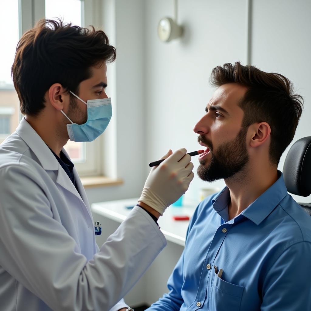 Doctor Examining a Patient's Throat in Pakistan