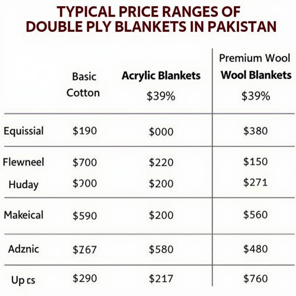 Double Ply Blanket Price Ranges in Pakistan