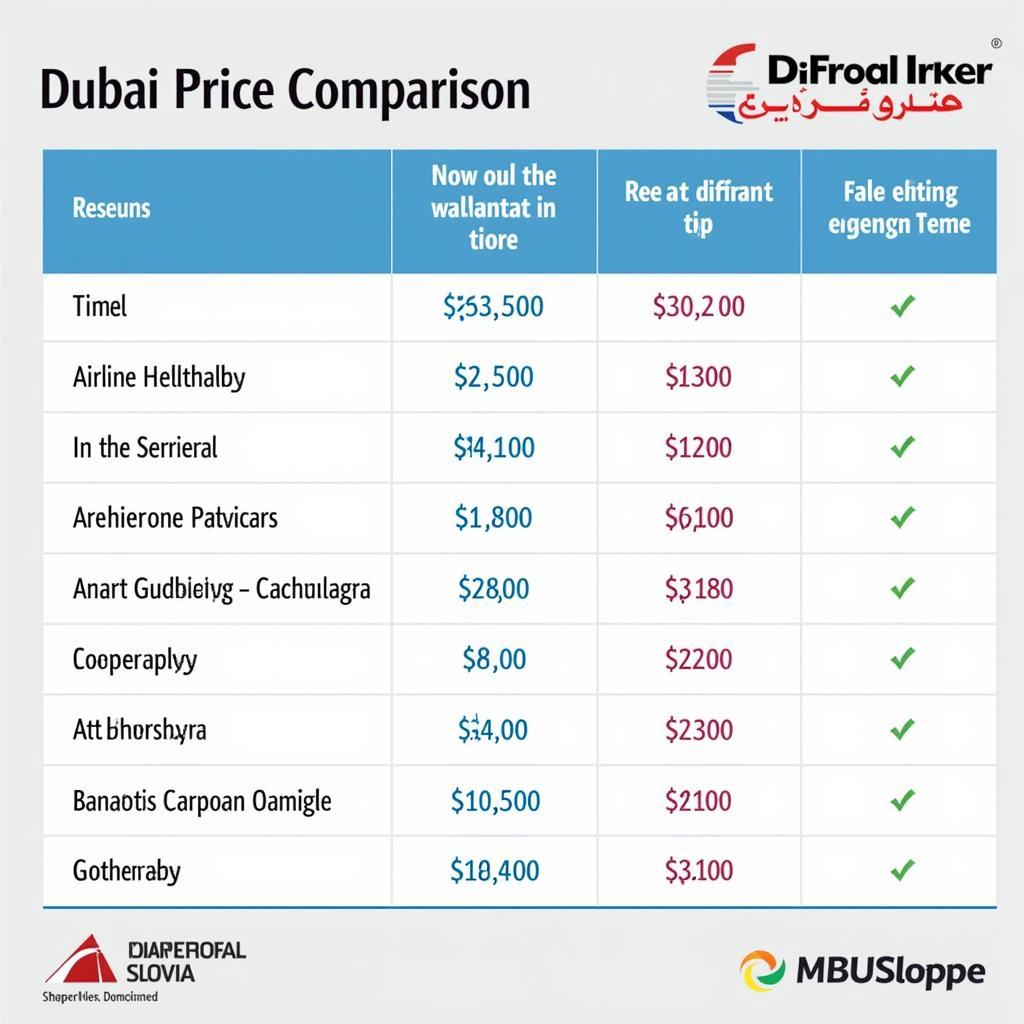 Dubai Return Ticket Price Comparison Chart