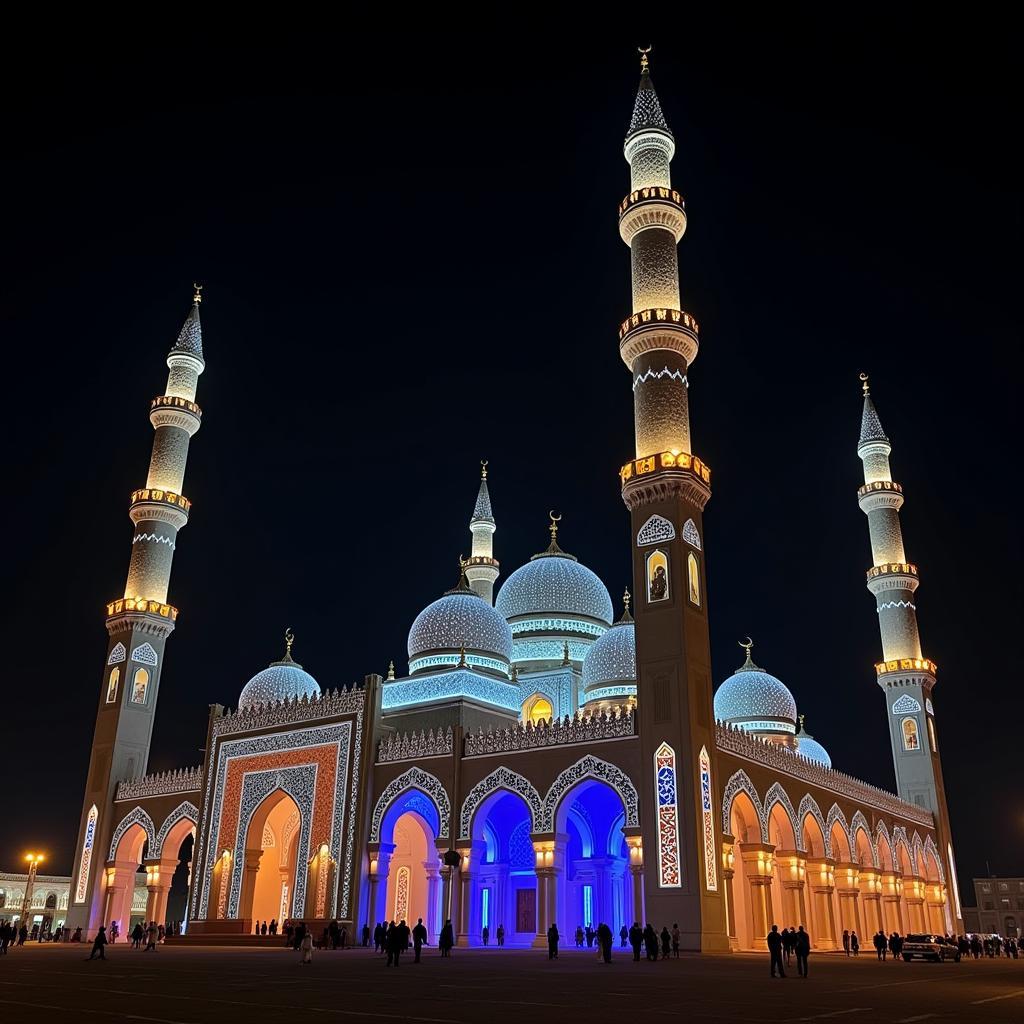 Mosque Illumination during Eid Milad un Nabi 2021 in Pakistan