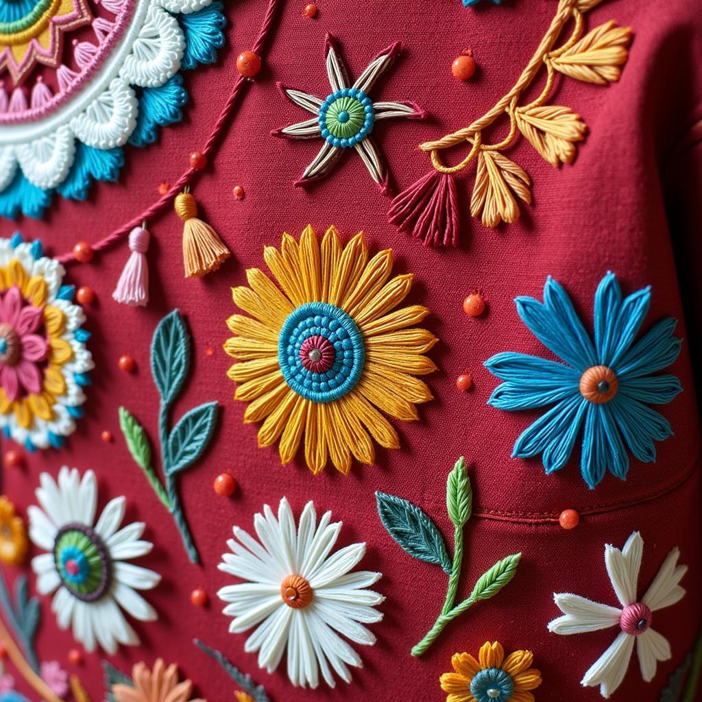 Intricate Embroidery Details on an Electric Chola