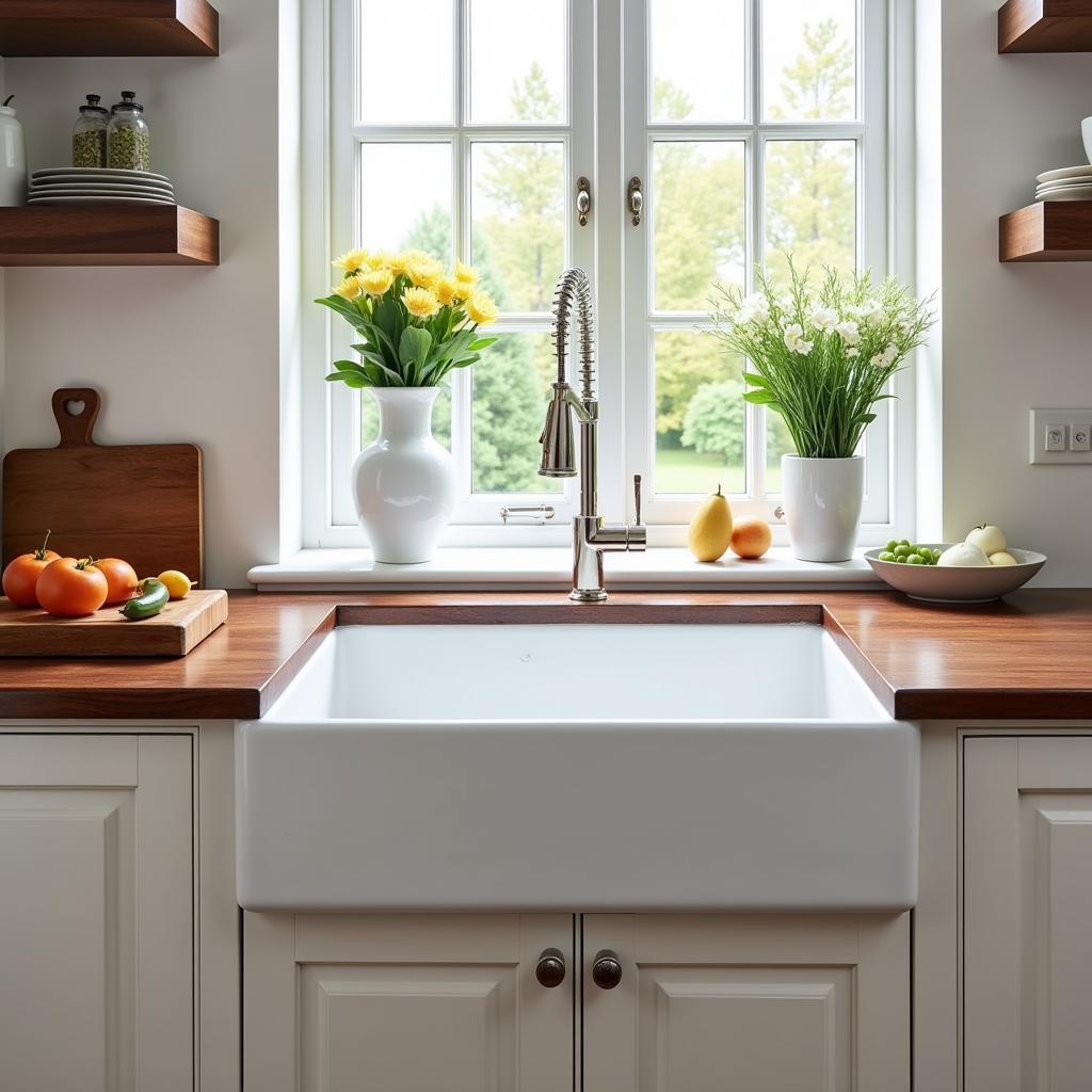 Rustic Farmhouse Sink in Pakistani Kitchen