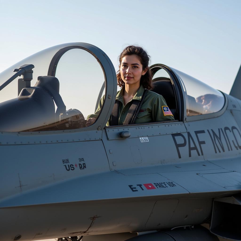 Female PAF Pilot in Cockpit