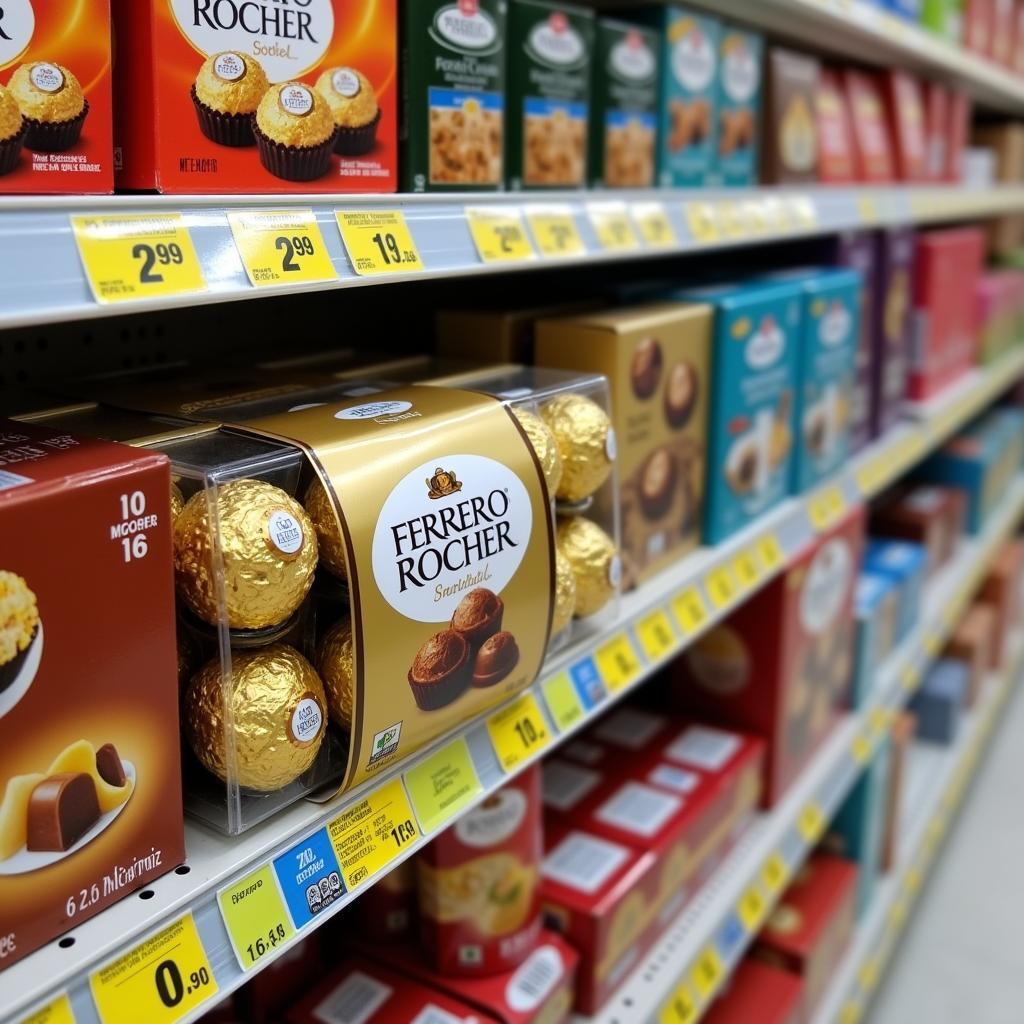 Ferrero Rocher 3-Piece Box on a Supermarket Shelf in Pakistan