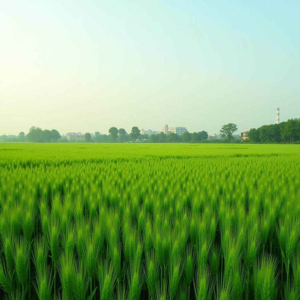 Field of Wheat Grown from Hybrid Seeds in Pakistan