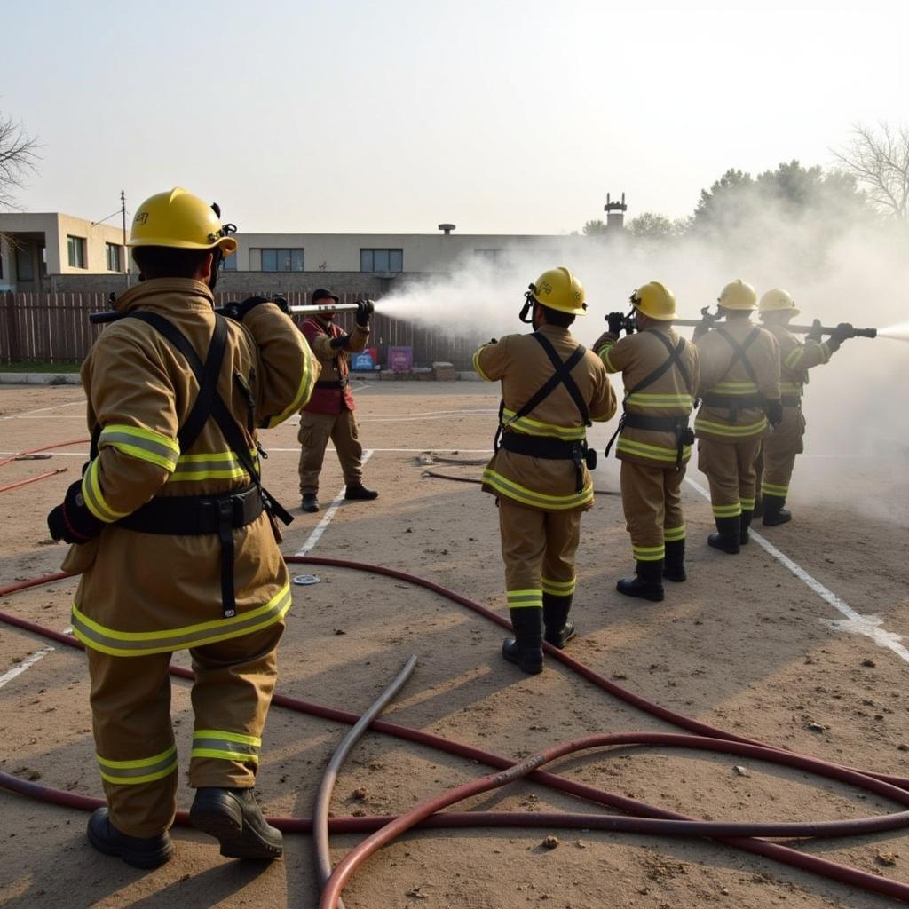 Fire fighter training exercise in Pakistan