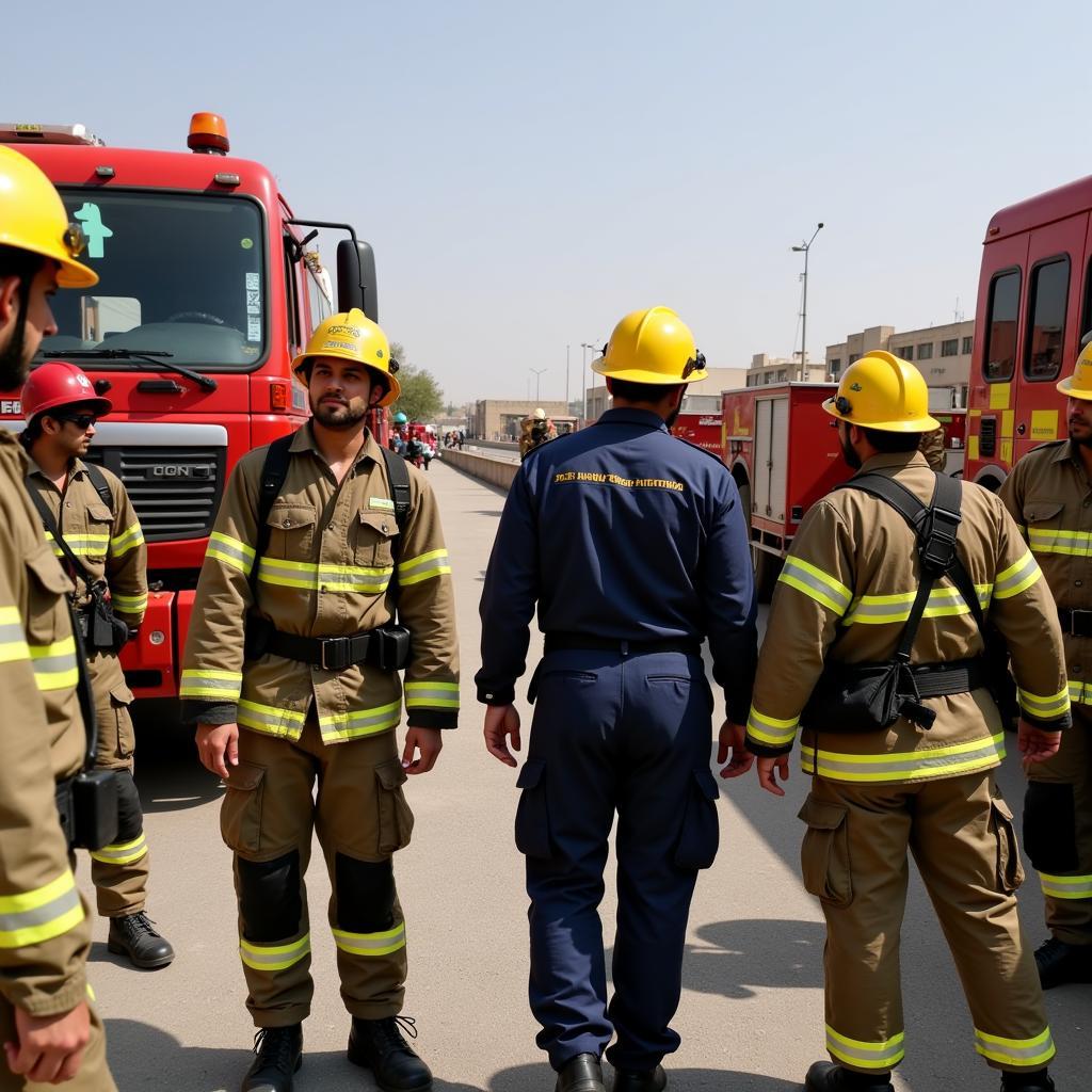 Firefighter Training Academy in Pakistan: Recruits Practicing Rescue Techniques