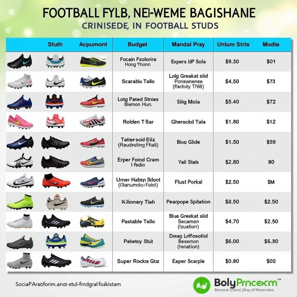 Football Studs Price Range in Pakistan