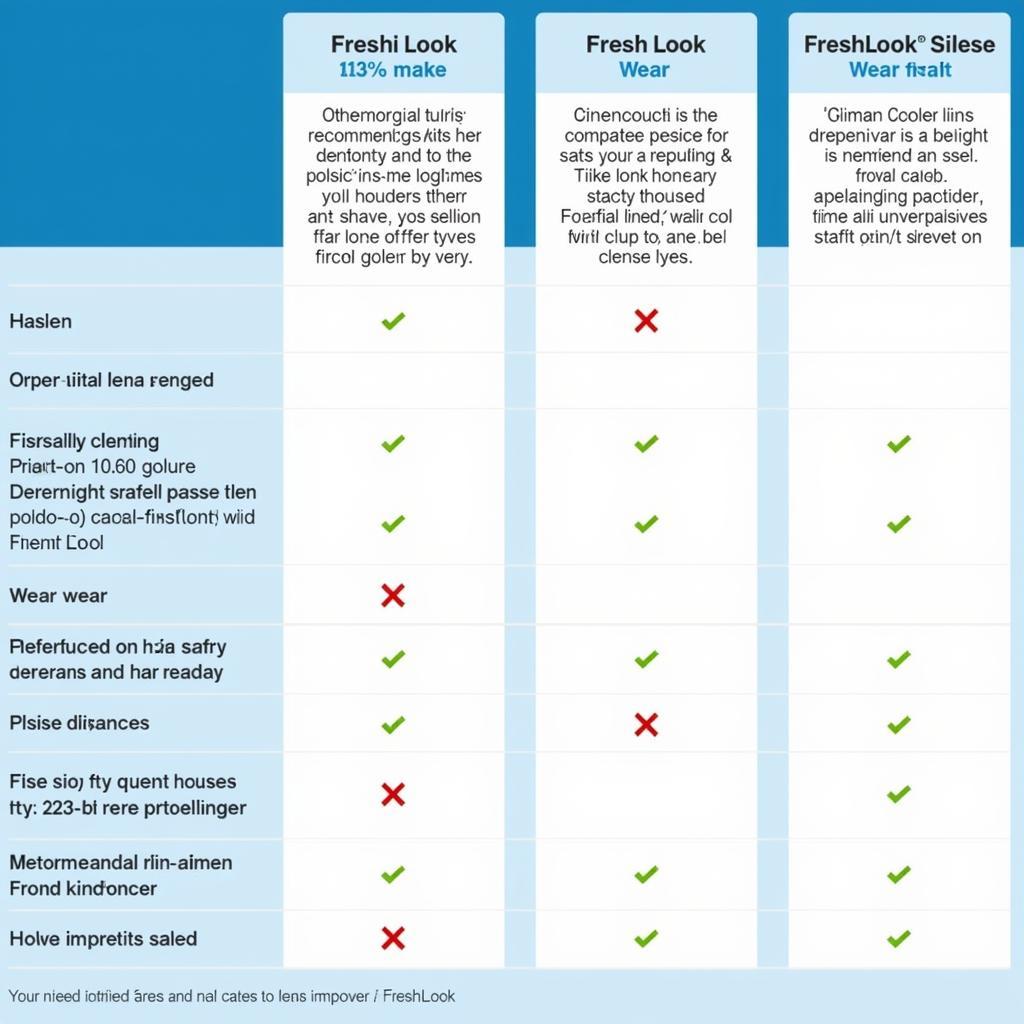 FreshLook Lenses Comparison Chart