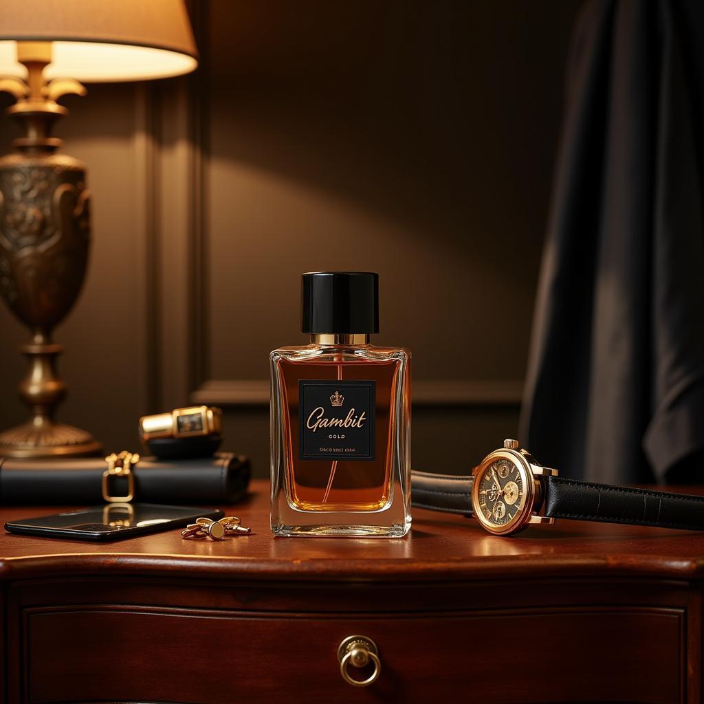 Luxurious Gambit Gold Perfume Display