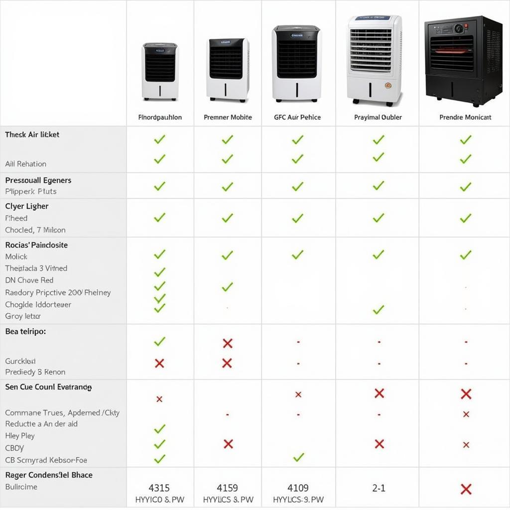 GFC Air Cooler Price Comparison Chart