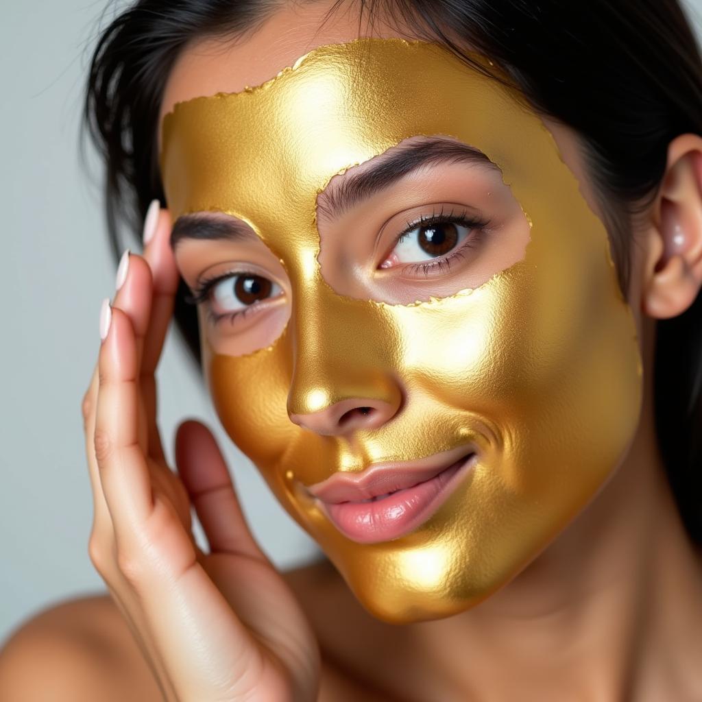 Applying Golden Peel Off Mask for Radiant Skin