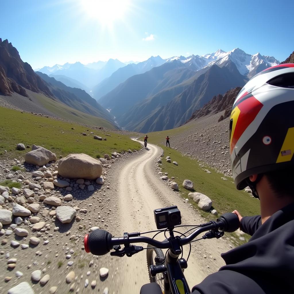 GoPro Mounted on a Mountain Bike Helmet