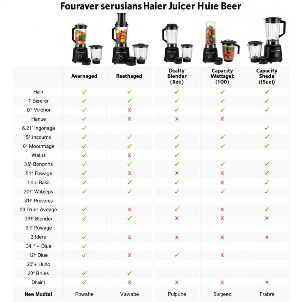 Haier Juicer Blender Features Comparison