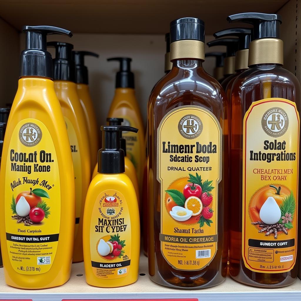 Hair Oil Products on a Shelf in Pakistan