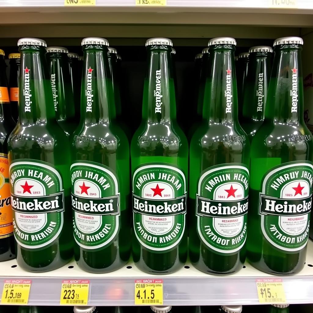 Heineken Beer Bottles in a Pakistani Supermarket