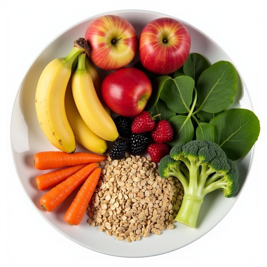 A plate of high-fiber foods beneficial for piles management