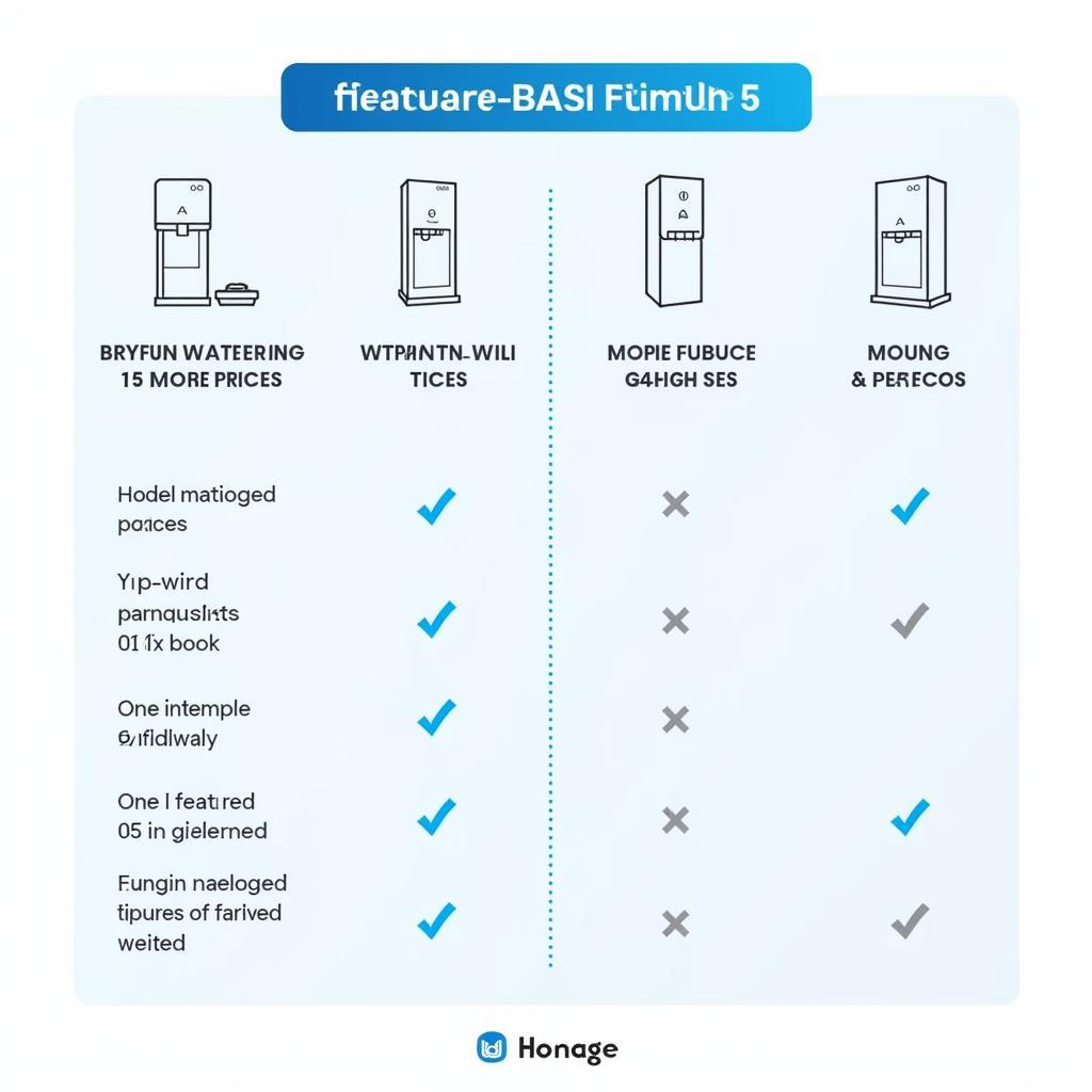 Homage Water Dispenser Features and Corresponding Price Ranges