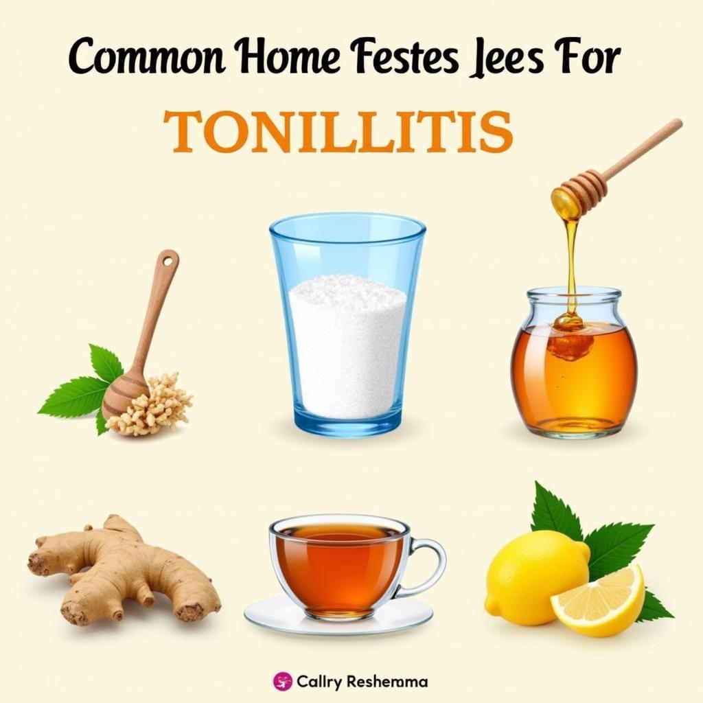 Various home remedies for tonsillitis in Pakistan, such as salt water gargle, honey, and warm tea.