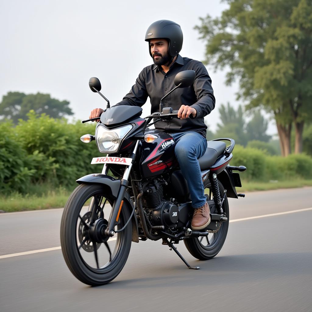 Honda CG 125 2018 model on a Pakistani road