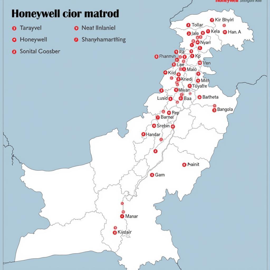 Honeywell Distributors across Pakistan Map