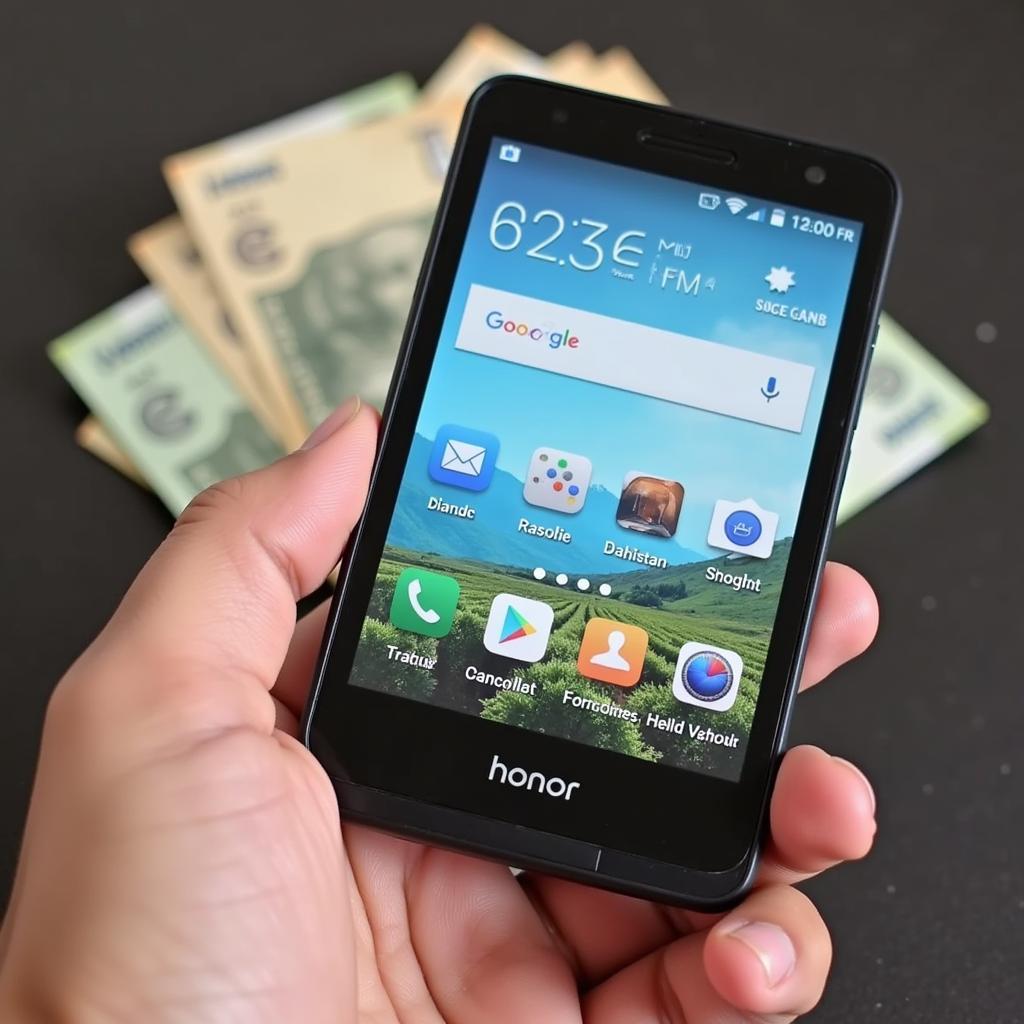 Honor 4C in Hand with Pakistani Currency