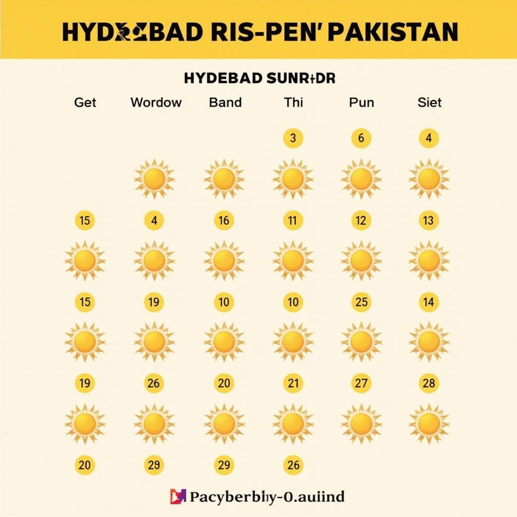 Hyderabad, Pakistan Sunrise Calendar