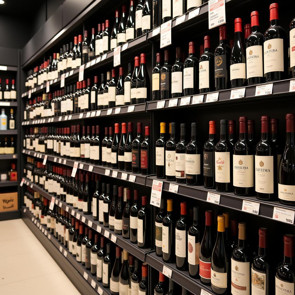 Imported Wines on Display in a Pakistani Supermarket