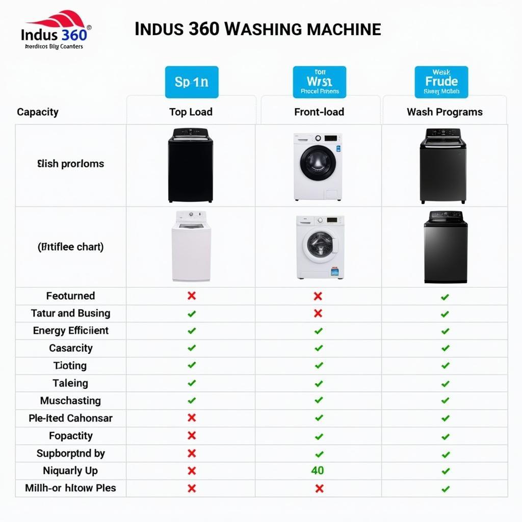 Indus Washing Machine 360 Comparison Chart