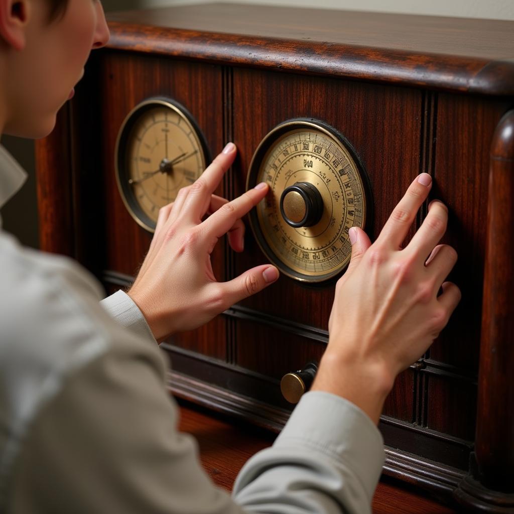 Inspecting an Antique Radio