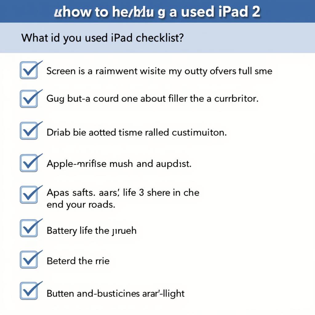 iPad 2 Condition Checklist