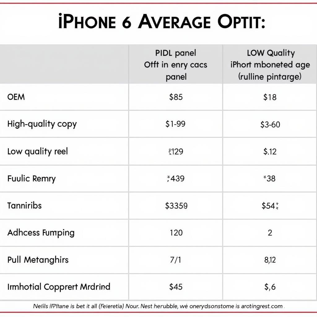 iPhone 6 Panel Price Comparison Chart in Pakistan