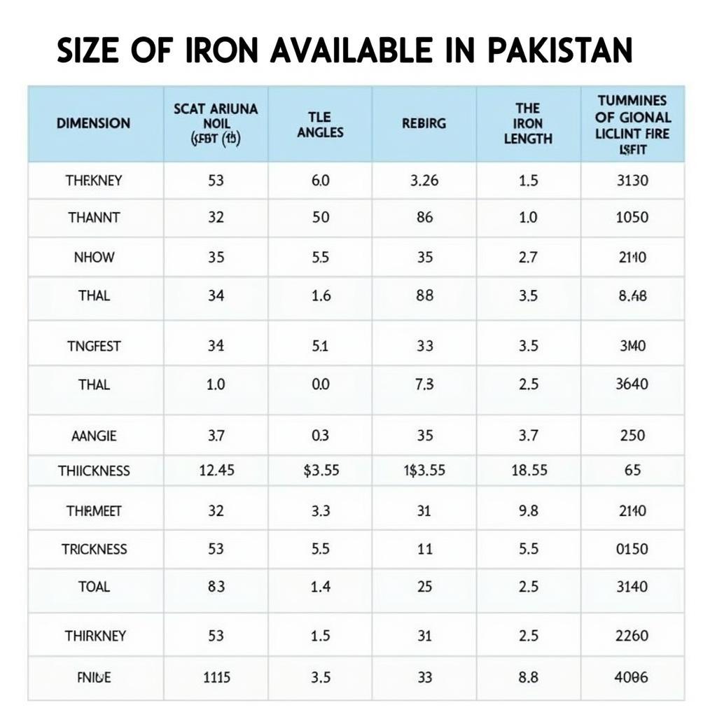 Iron Angle Sizes and Prices in Pakistan