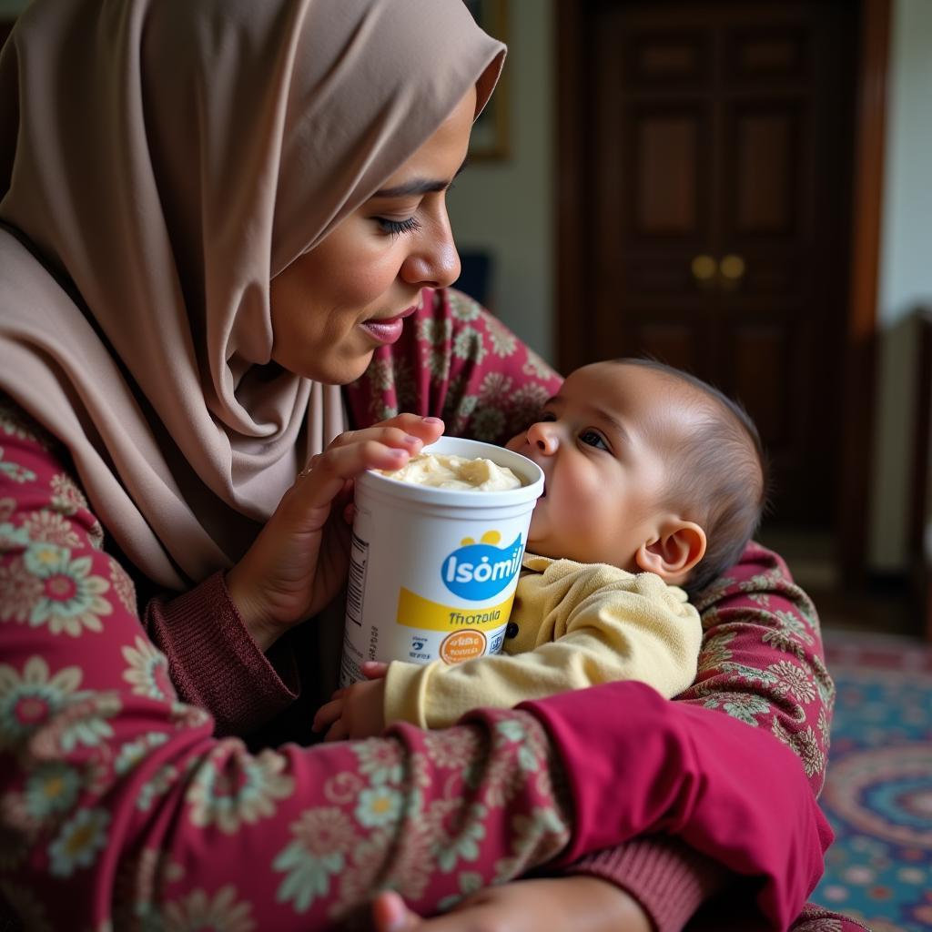 Isomil Baby Formula in Pakistan: A Mother Feeding Her Baby