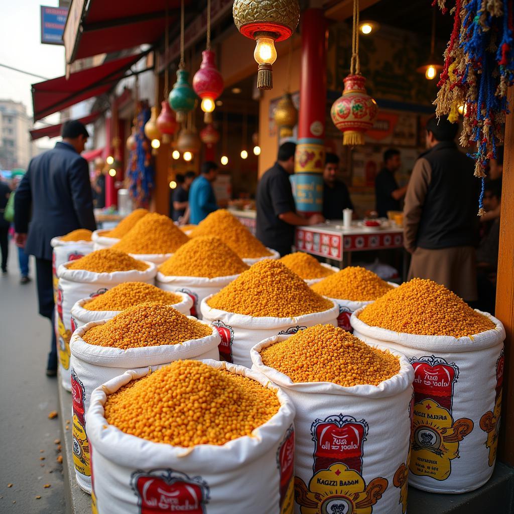 Kagzi badam sold at a market stall in Pakistan